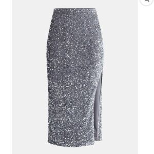 Elegant Silver Sequin Skirt